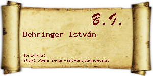 Behringer István névjegykártya